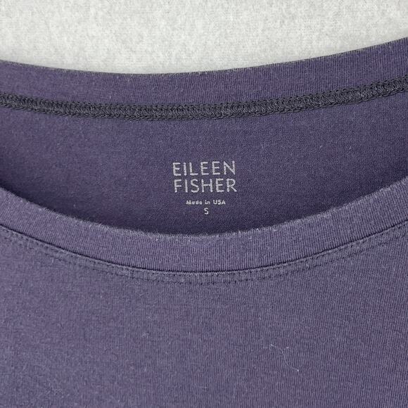 EILEEN FISHER Top S Organic Cotton Stretch Jersey Round Neck Long Sleeve Gray - Picture 5 of 14